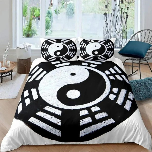 Lodestar Yin Yang Bettwäscheset mit Boho Design und psychedelischer Kunst, Farbe Schwarz/Mehrfarbig, B: 135 cm, H: 200 cm - Bild 1