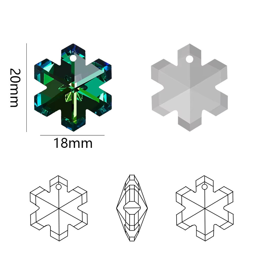 Anhänger-Perlen aus österreichischem Kristallglas, Eisblumen, 20 mm, bunt, Unisex - Bild 1