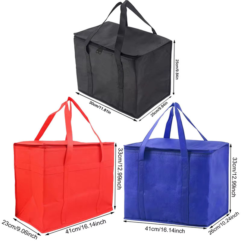 Isolierte Kühltasche von Clyine in Schwarz, faltbare und wiederverwendbare Einkaufstüte für heiße und kalte Lebensmittel, B/H/T: 25,0 x 30,0 x 25,0 cm - Bild 3