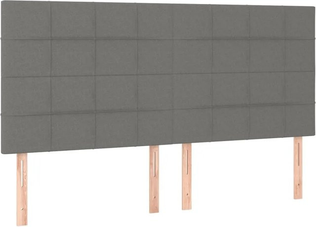 vidaXL LED Kopfteil Dunkelgrau mit USB-Ladeport und integrierter Beleuchtung, Breite: 200 cm, Tiefe: 5 cm, Höhe: 118-128 cm - Bild 1