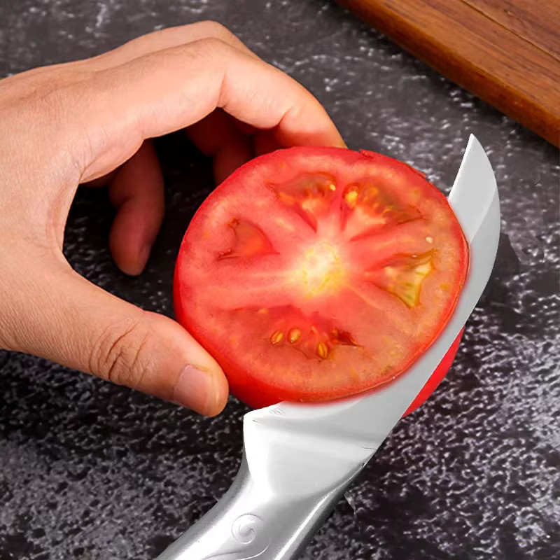 GuanQi Obstmesser aus Edelstahl in Silber, gebogenes Schälmesser und Küchenmesser für Obst und Gemüse - Bild 4