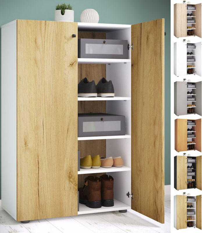VCM Schuhschrank Lona in Buche und Braun, B/H/T: 70 x 110 x 39 cm - Bild 3