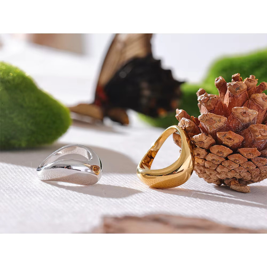 Yhpup Fingerring Edelstahl, Bicolor, Unisex - Bild 1