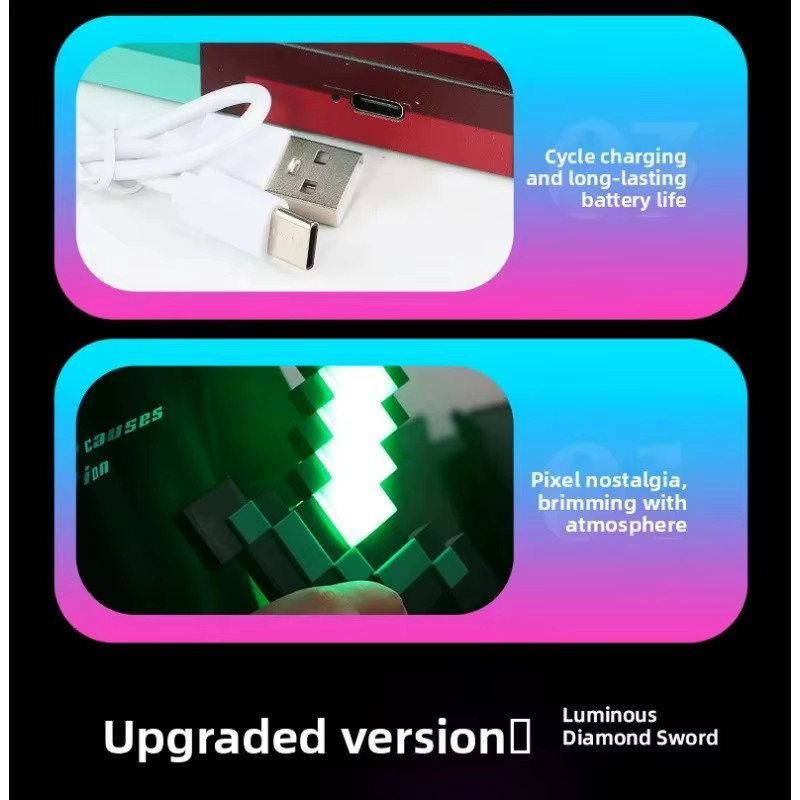Bandai Regenbogen-Leuchtschwert-Lampe mit 14 Farbwechselnden RGB-LEDs und USB-Ladestation in Multicolour - Bild 3