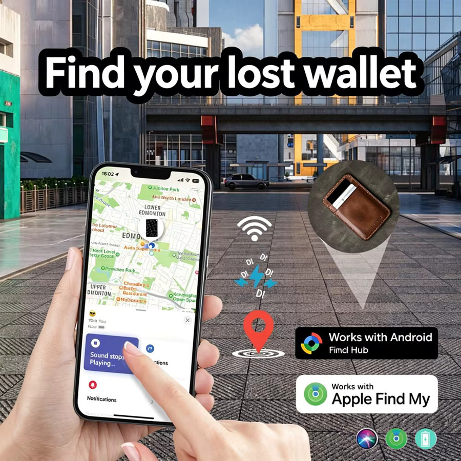 Leapii Smarter Wallet-Tracker in Schwarz mit Bluetooth-Anti-Verlust-Funktion, kompatibel mit Apple Find My und Google Find Hub, unterstützt kabelloses Laden - Bild 3