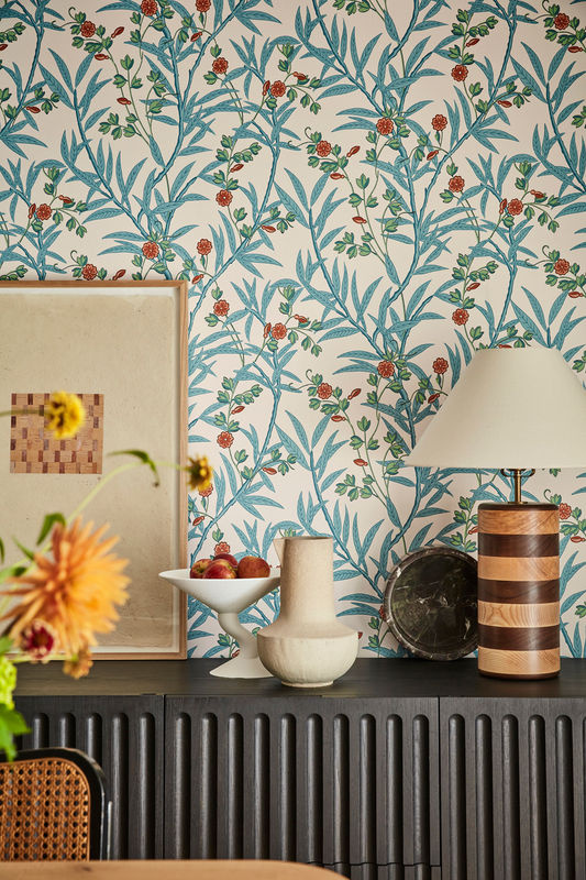 Little Greene Tapete Bamboo Floral - Heat, Vlies, Blau/Mehrfarbig, Botanisches Art Nouveau Design - Bild 3