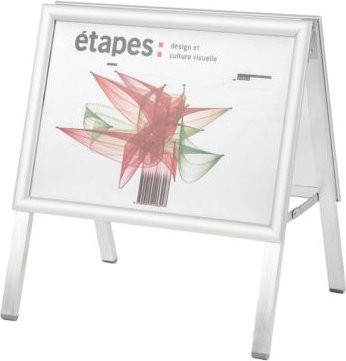 Paperflow Kundenstopper A3 mit 4-Fußgestell und Klapptechnik in Silber aus Aluminium mit UV-stabiler Antireflex-Folie, B: 45 cm, T: 35 cm, H: 47 cm - Bild 1