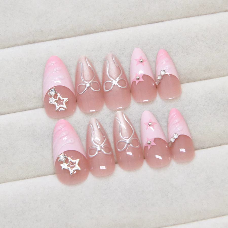 YADORNOS Press on Nails, rosa, glänzend, 24 Stück - Bild 2