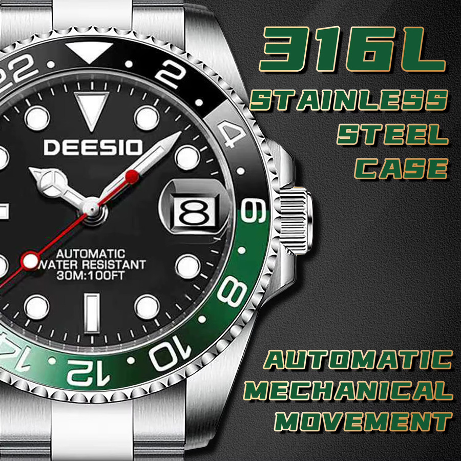 Deesio Armbanduhr, Automatik, Edelstahl, Schwarz, Herren - Bild 2