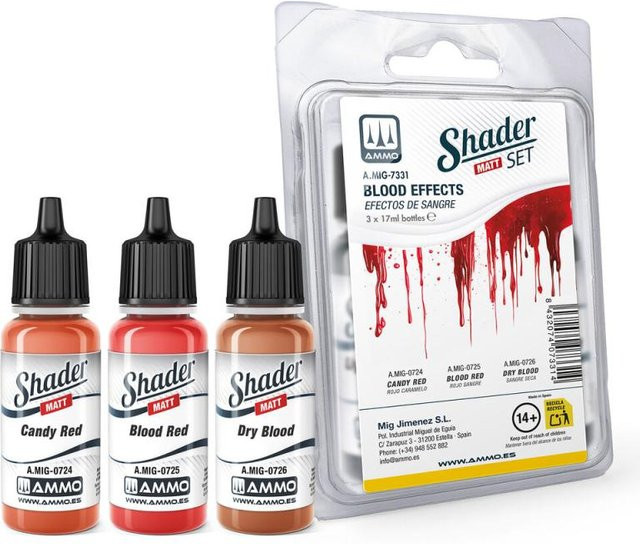 AMMO by MIG Jimenez Blood Effects, Matt Shader Set, Rot - Bild 1