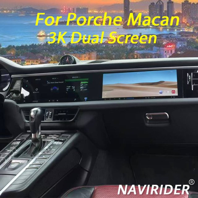 NAVIRIDER Android Auto Radio für Porsche Macan 2010-2017 mit Dual Screen, Co-Pilot System, Carplay, GPS und Bluetooth in Schwarz - Bild 1