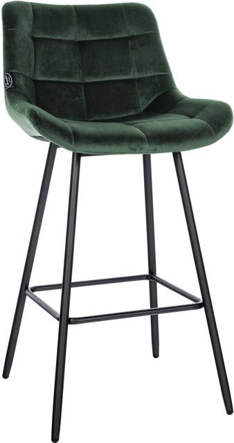 DELUKE Barhocker VISEN Barstuhl mit Lehne aus Samt in Dunkelgrün, B/T/H: 49 x 56 x 104 cm - Bild 1