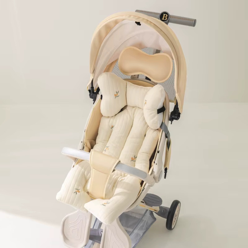 Atmungsaktives Baby Kinderwagen Sitzkissen aus Baumwolle in Beige und Multicolour - Bild 1
