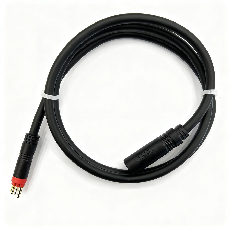 Linkwe 910C Nabenmotorkabel mit 9-poligem Steckerverlängerung männlich/weiblich, Schwarz, Länge: 1000 mm, für Elektrofahrräder 36V-48V 750W-1000W - Bild 2
