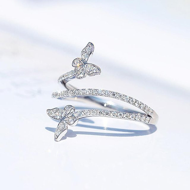 YIRAN Jewelry Schmetterlingsringe, Kupfer, Weiß, Zirkonia, Damen - Bild 1