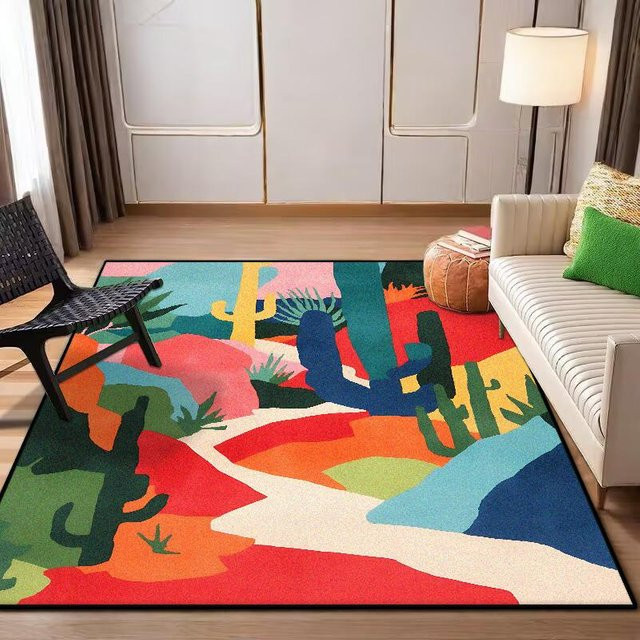 Wucifang Jewelry Nordischer Abstraktteppich, Waschbarer Antirutsch-Teppich aus Polyester, Mehrfarbig, B: 160 cm, T: 200 cm - Bild 1