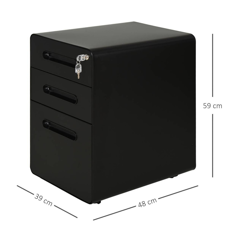 Vinsetto Aktenschrank aus Stahl in Schwarz matt B/H/T: 39 x 59 x 48 cm - Bild 5
