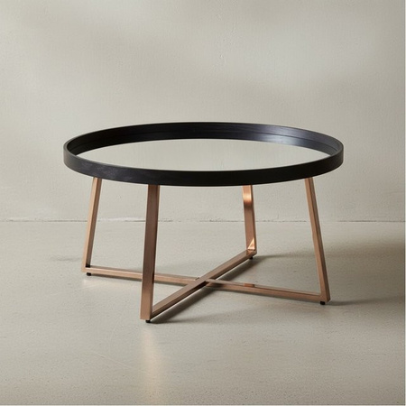 KADIMA DESIGN Couchtisch rund in Gold aus Glas und Metall