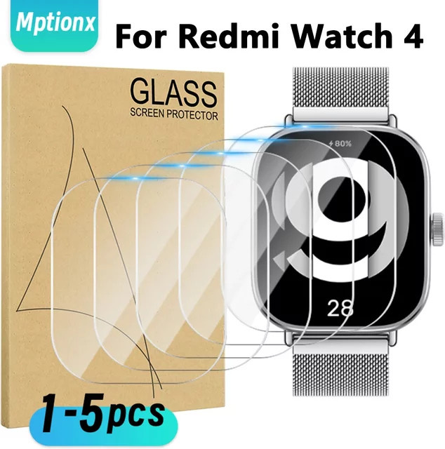 Mptionx Displayschutz für Xiaomi Redmi Watch 4, Glas, transparent, Unisex - Bild 1