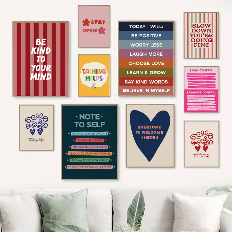 Potdemiel Wandkunst Be Kind to your mind Leinwand Poster mit Psychologie-Zitat in Mehrfarbig - Bild 2