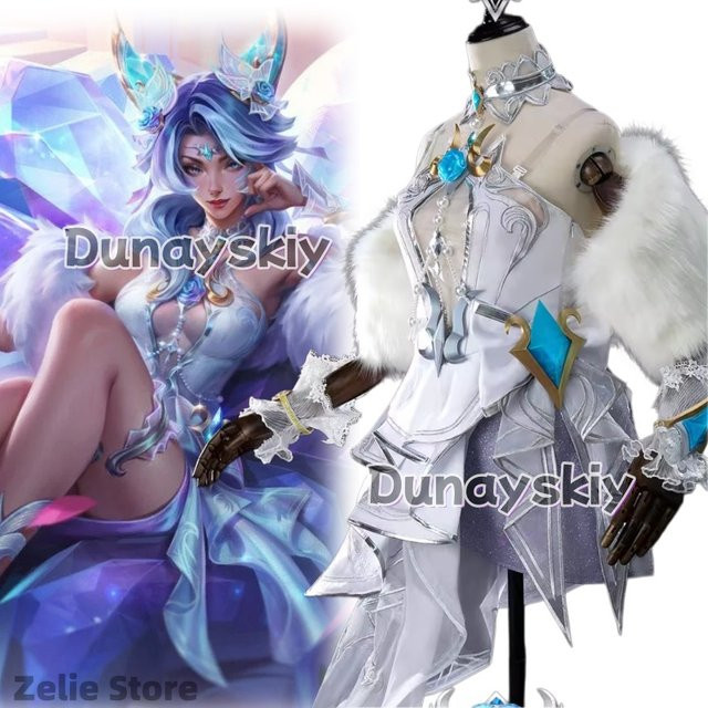 League of Legends Crystal Rose Ahri Cosplay Outfit, Damenanzug - Bild 1