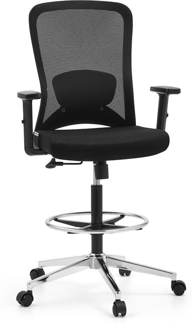 hjh OFFICE Arbeitsstuhl Top Work 44 in Schwarz mit Armlehnen aus Stoff und Netzstoff - Bild 1