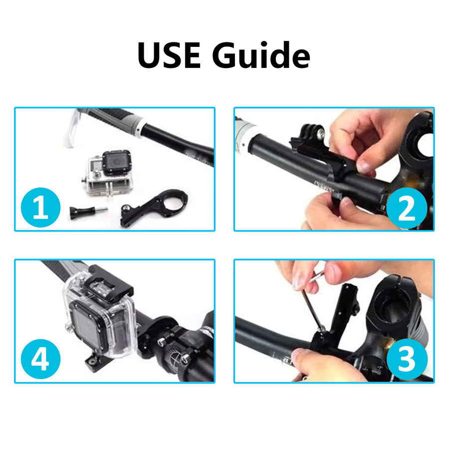 Aluminium Lenkerhalterung für GoPro Action Cameras in Schwarz - Bild 4
