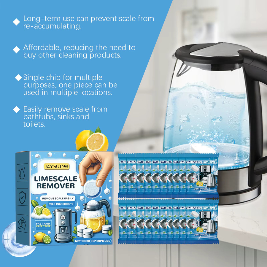 jaysuing Kalk-Entferner Brausetabletten mit Zitronenduft zur Reinigung von Wasserkochern in Blau - Bild 2