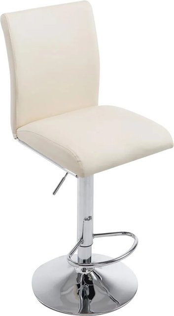 DELUKE Barhocker BIRID in Creme, höhenverstellbarer Barstuhl aus Kunstleder mit Lehne und 360-Grad-Drehfunktion, B/T/H: 38,5 x 47 x 95 cm - Bild 1