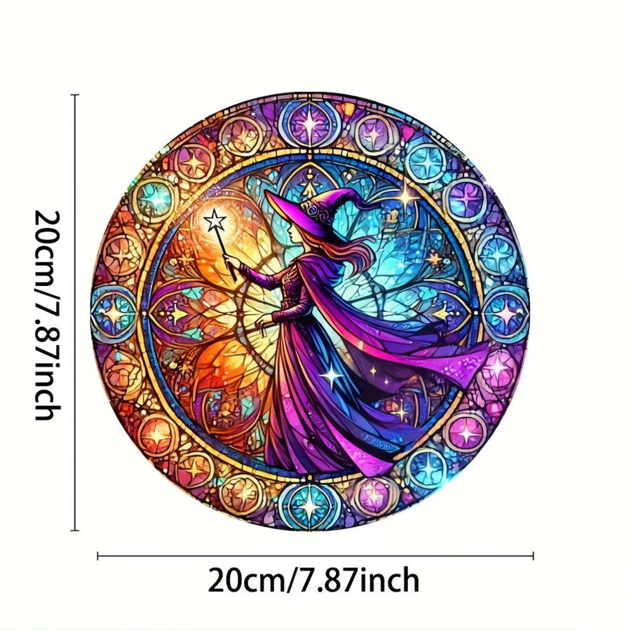 Potdemiel Halloween Hexe Wandkunst aus Metall im Buntglas-Stil, Mehrfarbig, B/H: 20,3 x 20,3 cm - Bild 2