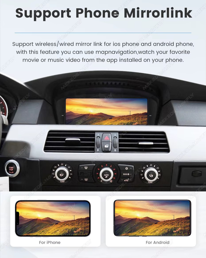 MEKEDE Linux-System Auto-Multimedia-Video-Touchscreen mit 9,3 Zoll Display, kabelloses CarPlay und Android Auto, GPS-Navigation und Bluetooth, Schwarz, passend für BMW 3er und 5er Serie E90 E91 E92 E60 E61 E63 E64 CCC CIC - Bild 4