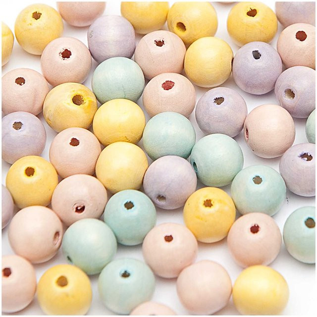 Rico Design Holz-Perlen pastell Mix 14mm 25-teiliges Set - Bild 1