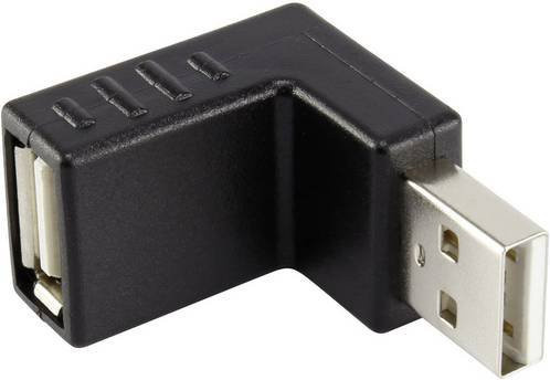 Renkforce USB 2.0 Adapter Schwarz mit 1x USB-A Stecker und 1x USB-A Buchse - Bild 1