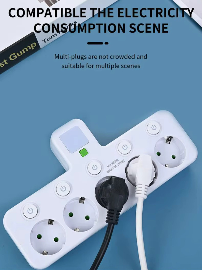 Szaoju Steckdose mit 4 Steckplätzen und USB-Typ-C-Anschlüssen in Weiß mit EU-Stecker - Bild 2
