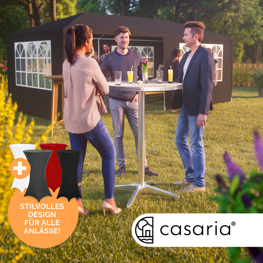 Casaria Stehtisch Silber aus Aluminium mit grauer Stehtischhusse B/T/H: 115 x 60 x 75 cm und Husse Ø 60 cm - Bild 2