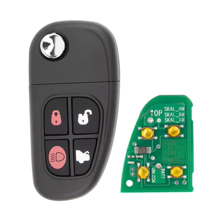 YIQIXIN Flip Remote Autoschlüssel für Jaguar X S Typ, XJ, XJR, XJ8, XK, XF mit 4D60 Chip, 4 Tasten, Schwarz, 315/433 MHz - Bild 3