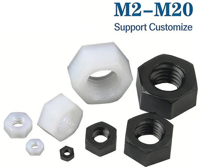 Sechskantmuttern aus Nylon in Schwarz oder Weiß für M2 bis M20 - Bild 1
