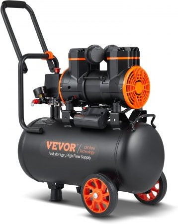 VEVOR Ölfreier Flüsterkompressor Schwarz, 1450W, 24L Druckbehälter, 70dB, 6-8Bar - Bild 1