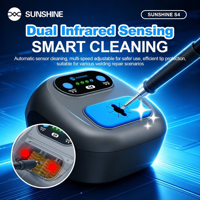 SUNSHINE S4 Intelligenter Lötkolben-Spitzenreiniger aus Kupfer in Silber mit automatischer Sensorik zur Entfernung von Zinn- und Schmelzschlacken - Bild 1