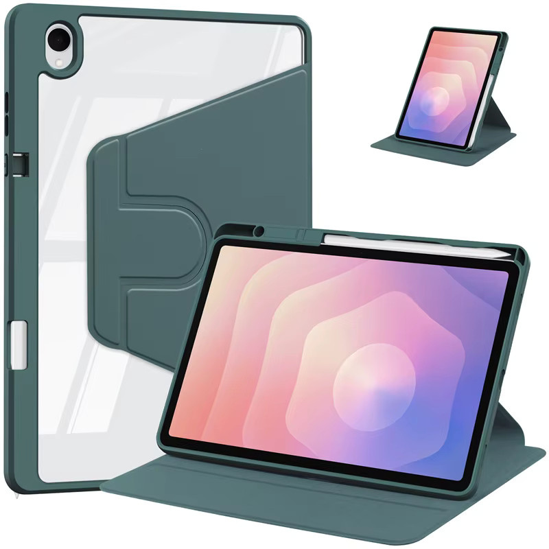 Samsung Galaxy Tab S11 Schutzhülle mit 360 Grad rotierbarem Acryl-Ständer und Stifthalter in Blau und Grün - Bild 1
