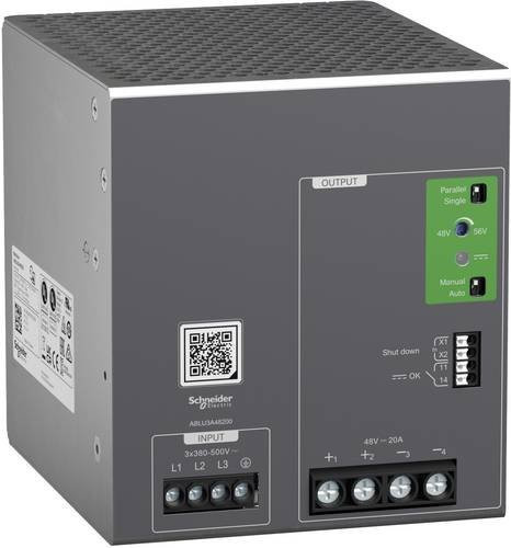 Schneider Electric Modicon ABLU Spannungsversorgung ABLU3A48200, Universal getaktet, 380-500V AC, 3-phasig, 48V DC, 20A, 960W - Bild 1