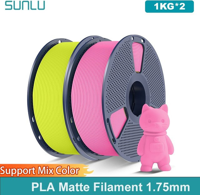 SUNLU PLA-Mattfilament Gelb, 2 Rollen à 1 kg, 1,75 mm für FDM-Drucker - Bild 1
