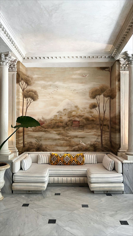 Coordonne Tapete Xi Hu Lake Chinoiserie Landschaft in Amber Braun/Beige aus Vlies - Bild 2
