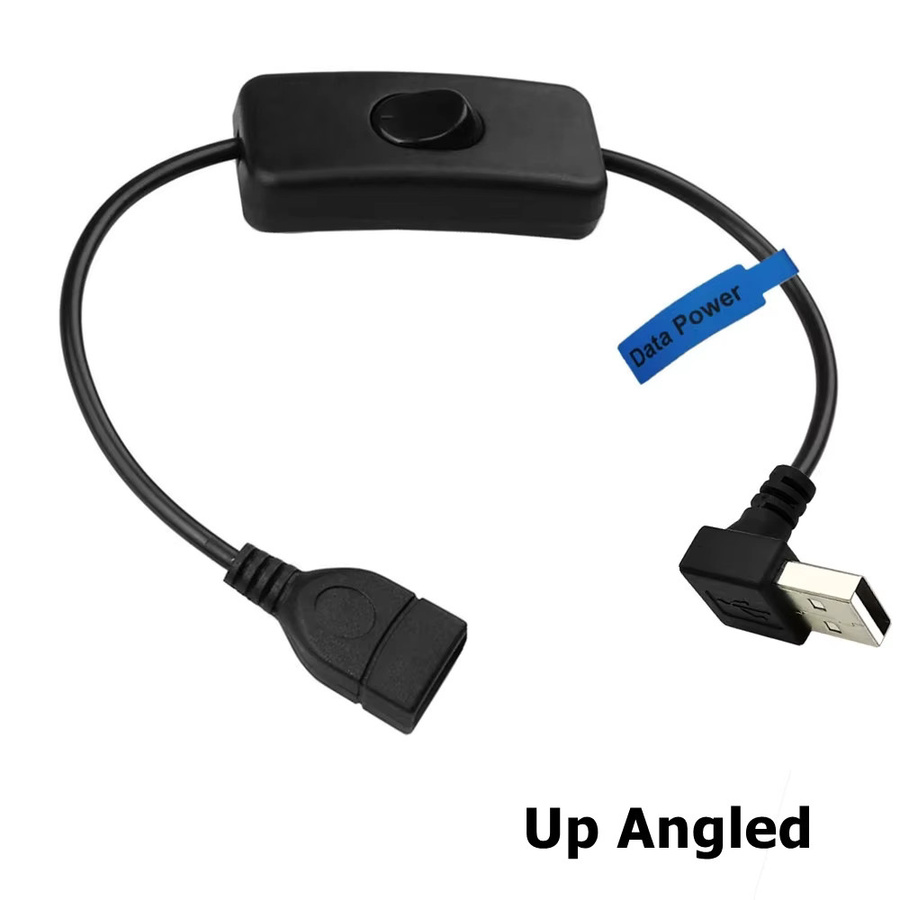 BSN USB-A Verlängerungskabel mit 90-Grad-Stecker, Buchse, Ein-Aus-Schalter und LED-Anzeige in Schwarz - Bild 2