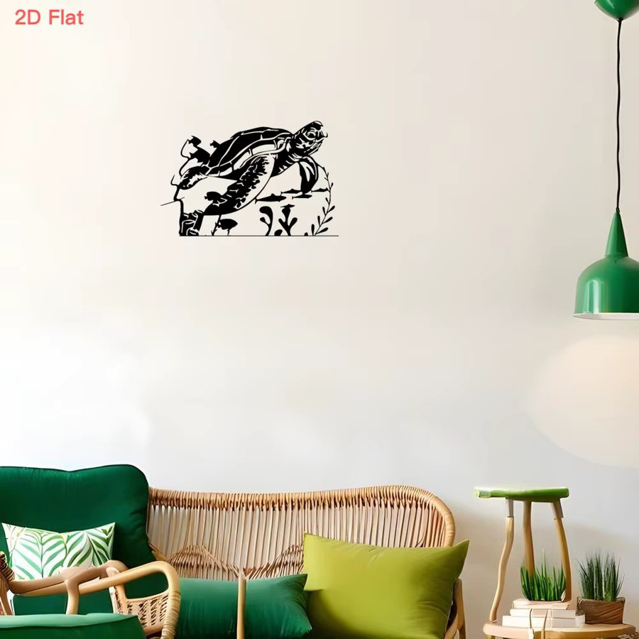 CIFBUY Wandkunst Meeresschildkröte aus schwarzem Metall als maritime Ozean-Dekoration im Küstenstil - Bild 3
