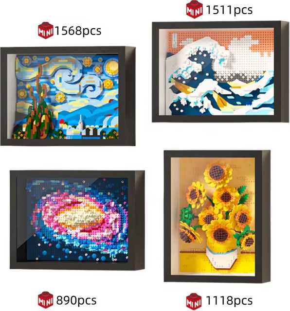 WLYX Baustein Set Sonnenblume und Sternennacht als Deko-Fotorahmen Ornament für deine Home Dekoration - Bild 1