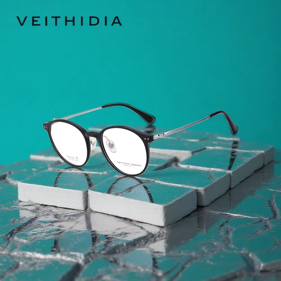 VEITHDIA VD7103 Korrekturbrille, Rund, Titan, Vollrand, Unisex, Blaulichtfilter - Bild 2