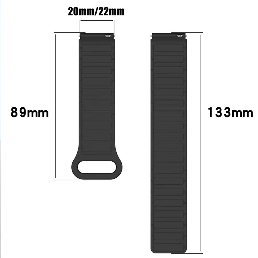 Uhrenarmband Silikon, Schwarz, Unisex, 20mm 22mm - Bild 3
