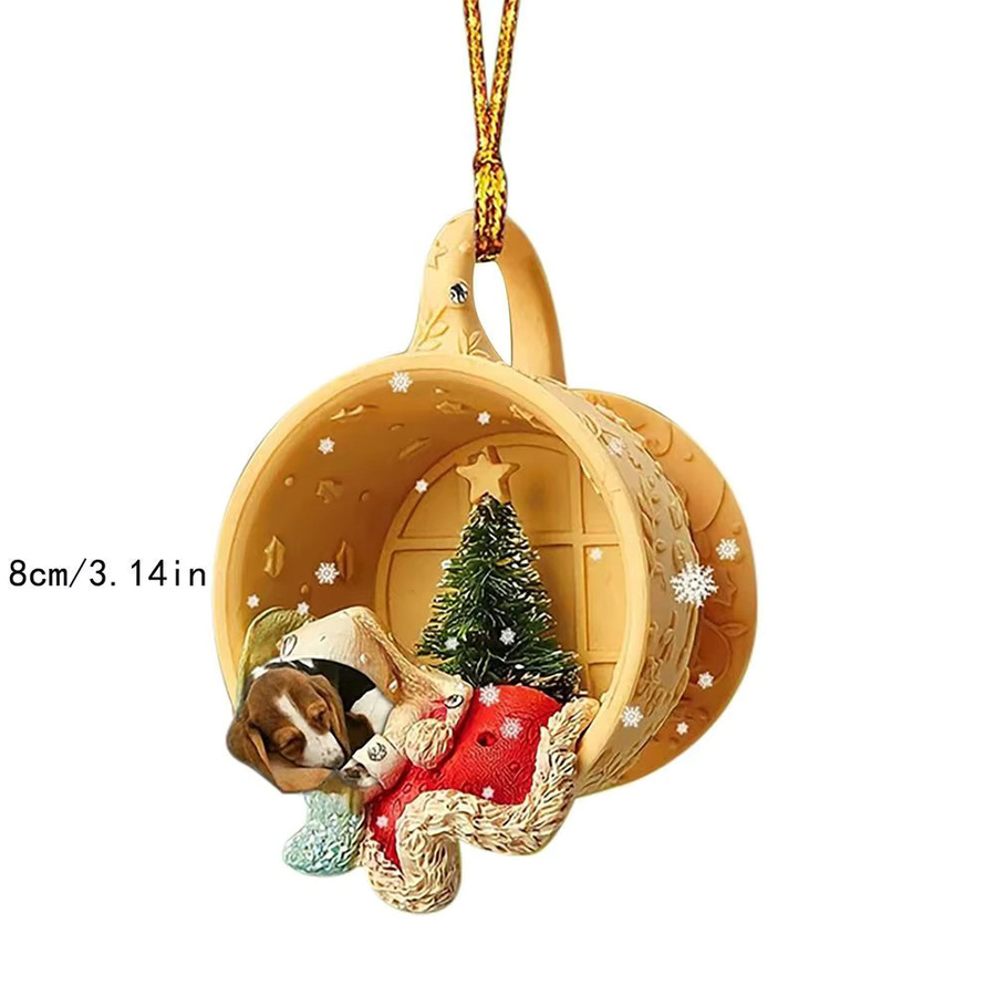 2er-Set Mreey Dackel Weihnachtsanhänger aus Acryl zur Dekoration - Bild 3