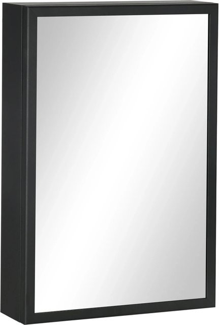 Kleankin Spiegelschrank Schwarz mit 3 Etagen für das Badezimmer, B/T/H: 40 x 12 x 60 cm - Bild 1